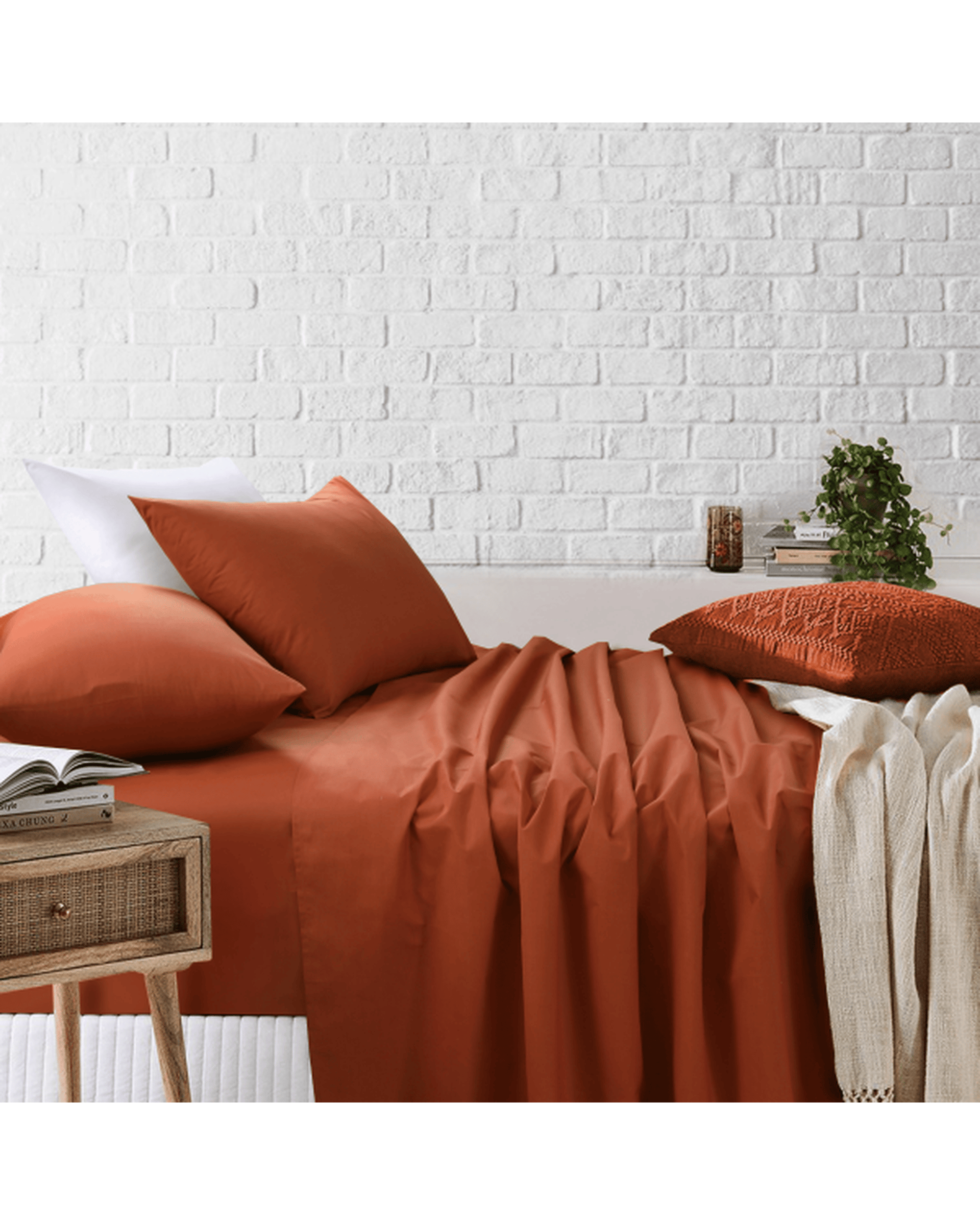 Amsons Bed Sheets Amsons Rust Bedsheets Set- Flat & Fitted Sheets With Pillowcases