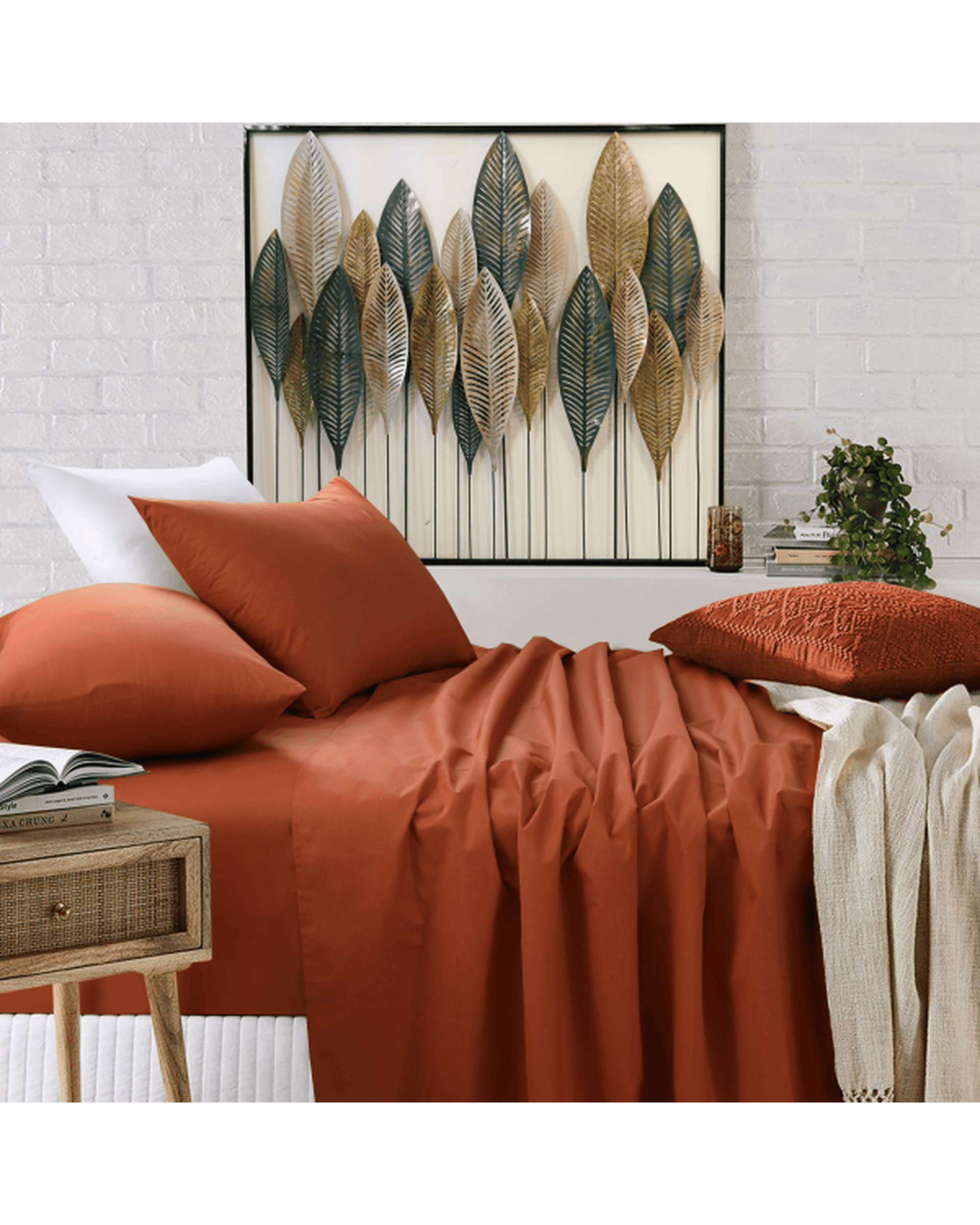 Amsons Bed Sheets Amsons Rust Bedsheets Set- Flat & Fitted Sheets With Pillowcases