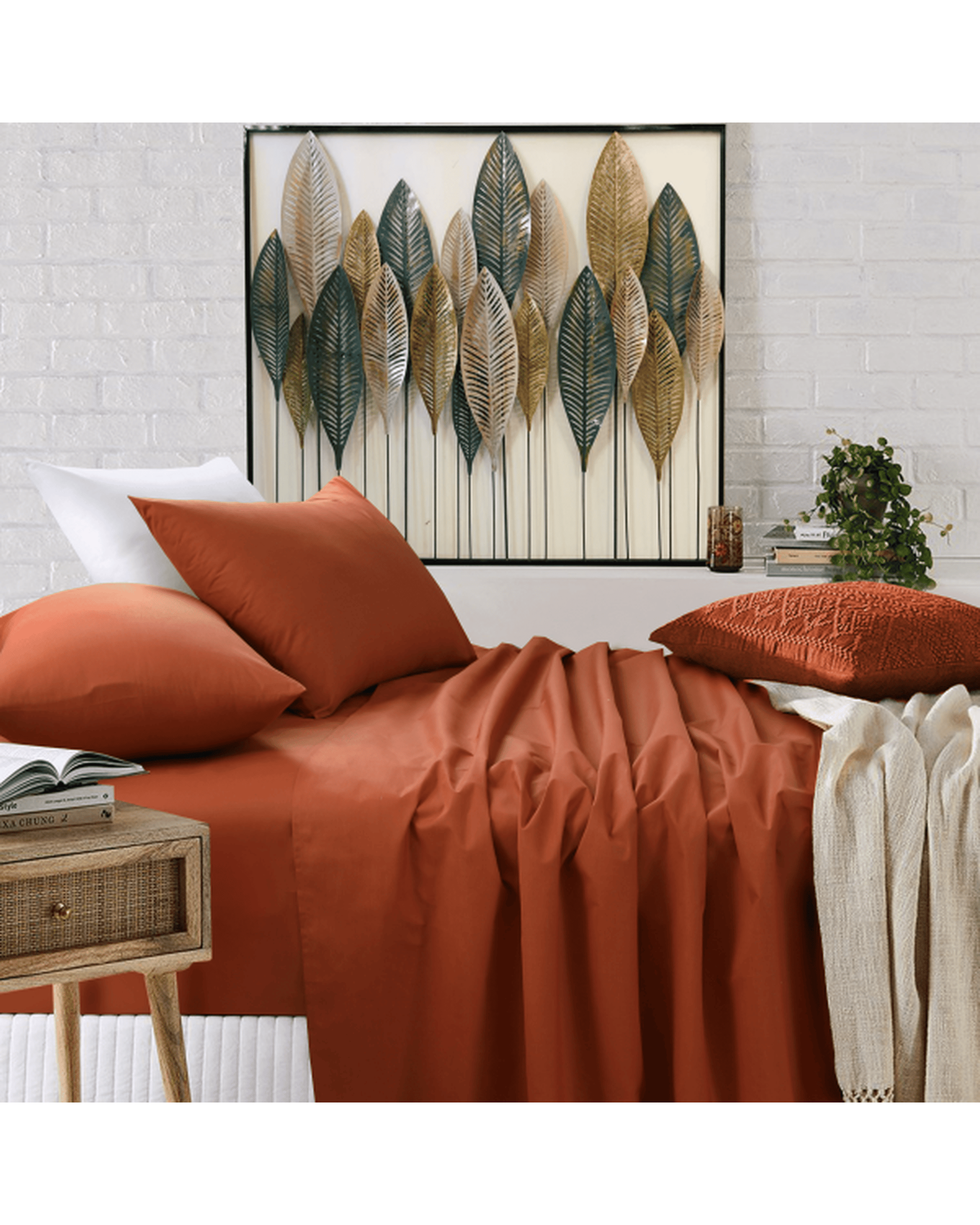 Amsons Bed Sheets Amsons Rust Bedsheets Set- Flat & Fitted Sheets With Pillowcases