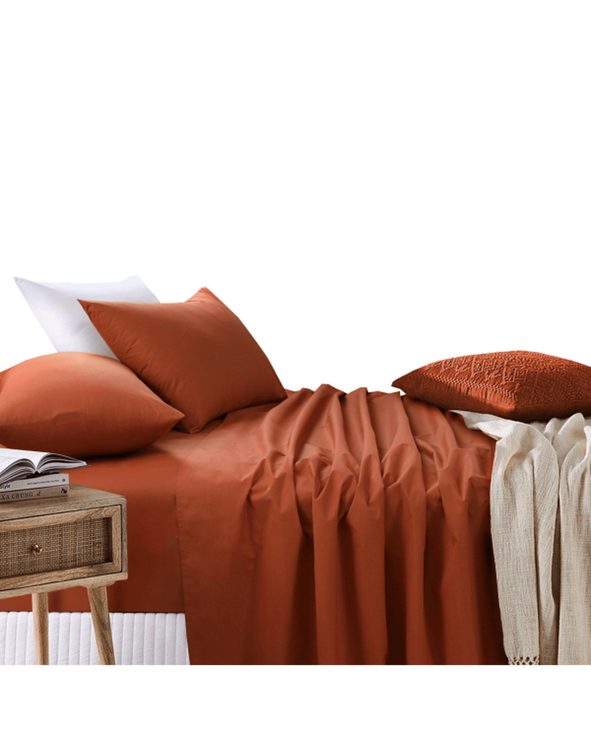 Amsons Bed Sheets Amsons Rust Bedsheets Set- Flat & Fitted Sheets With Pillowcases