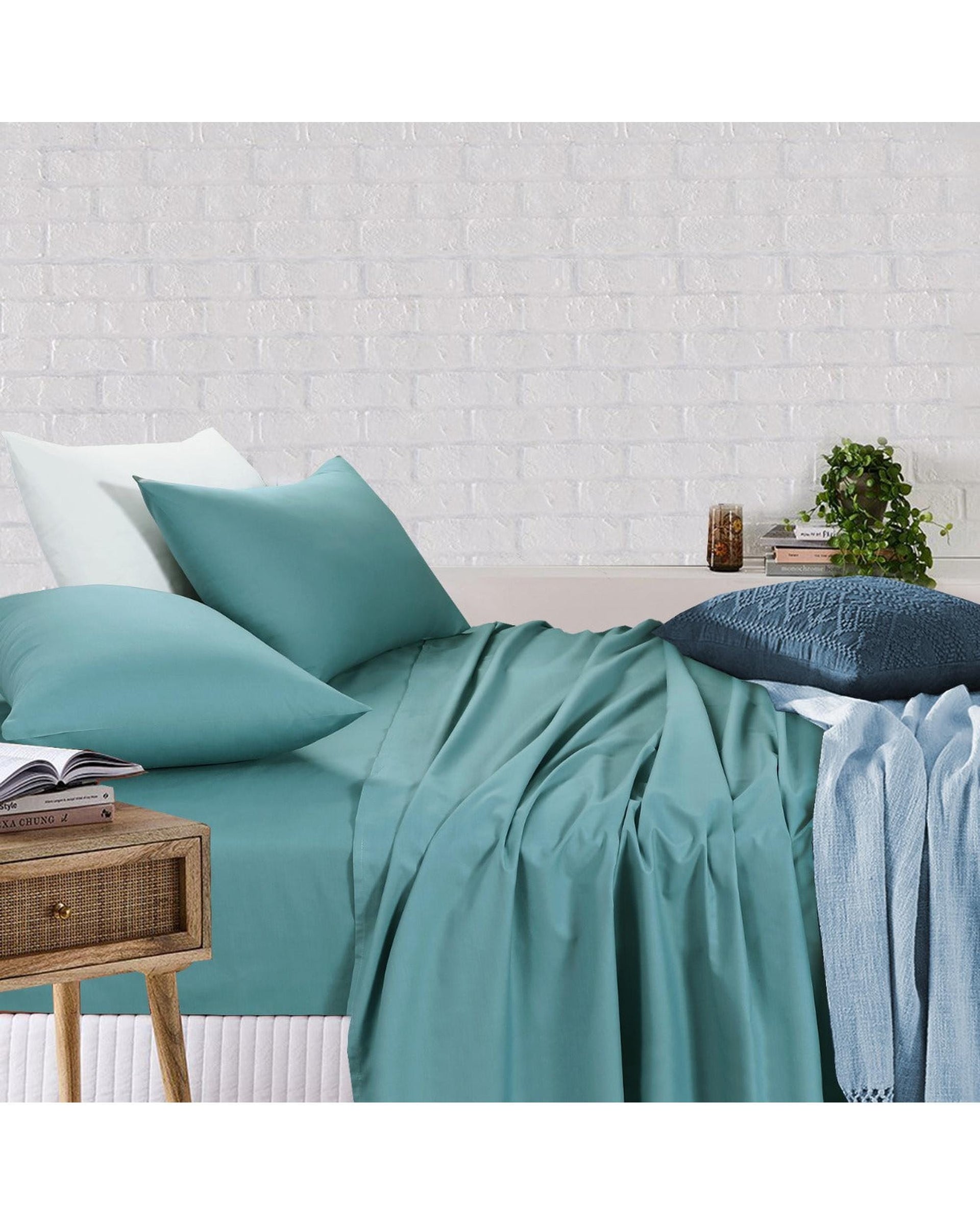 Amsons Bed Sheets Amsons Sheet Set - Fitted & Flat Sheet With Pillowcases - Mint Green
