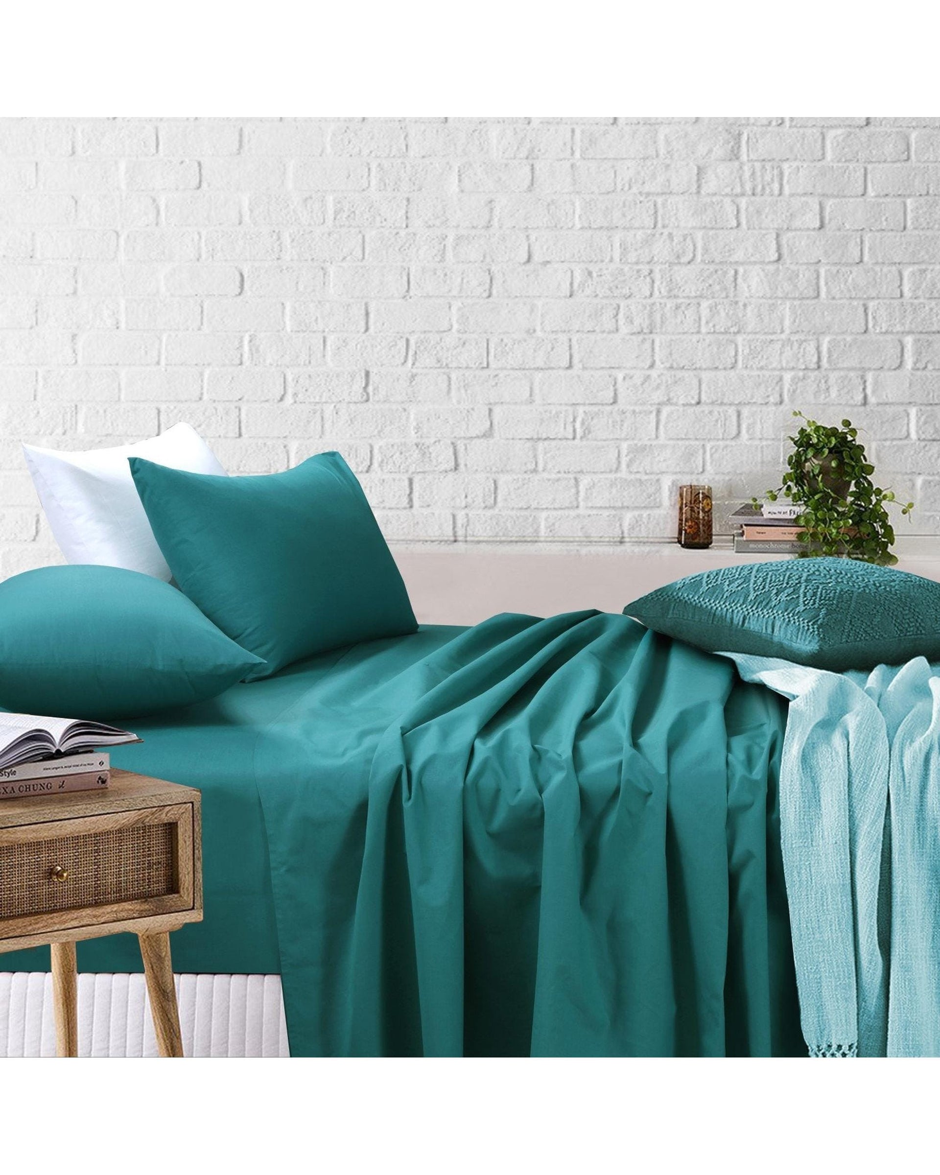 Amsons Bed Sheets Amsons Teal Bedsheets Set- Flat & Fitted Sheets With Pillowcases