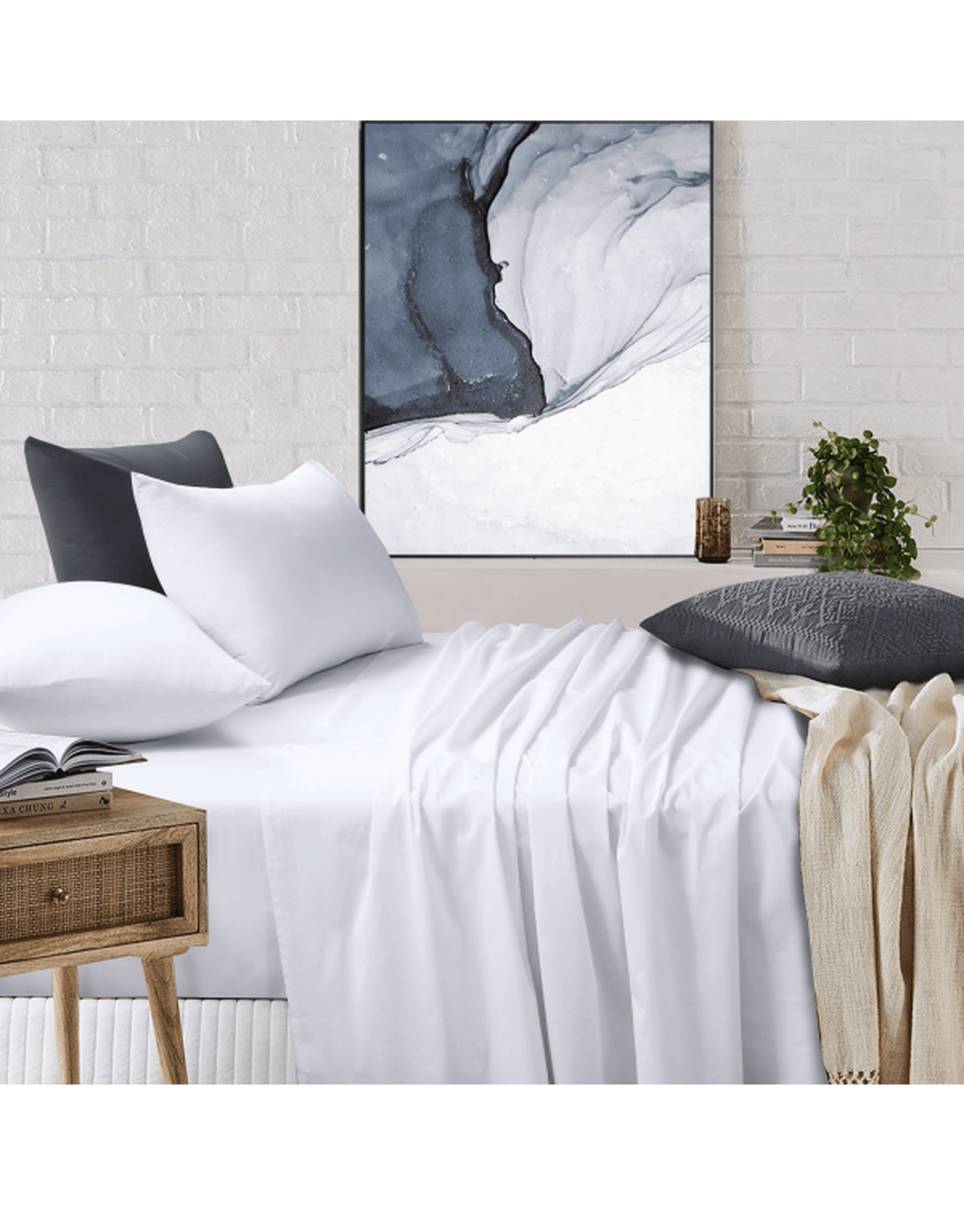 Amsons Bed Sheets Amsons White Bedsheets Set- Flat & Fitted Sheets With Pillowcases