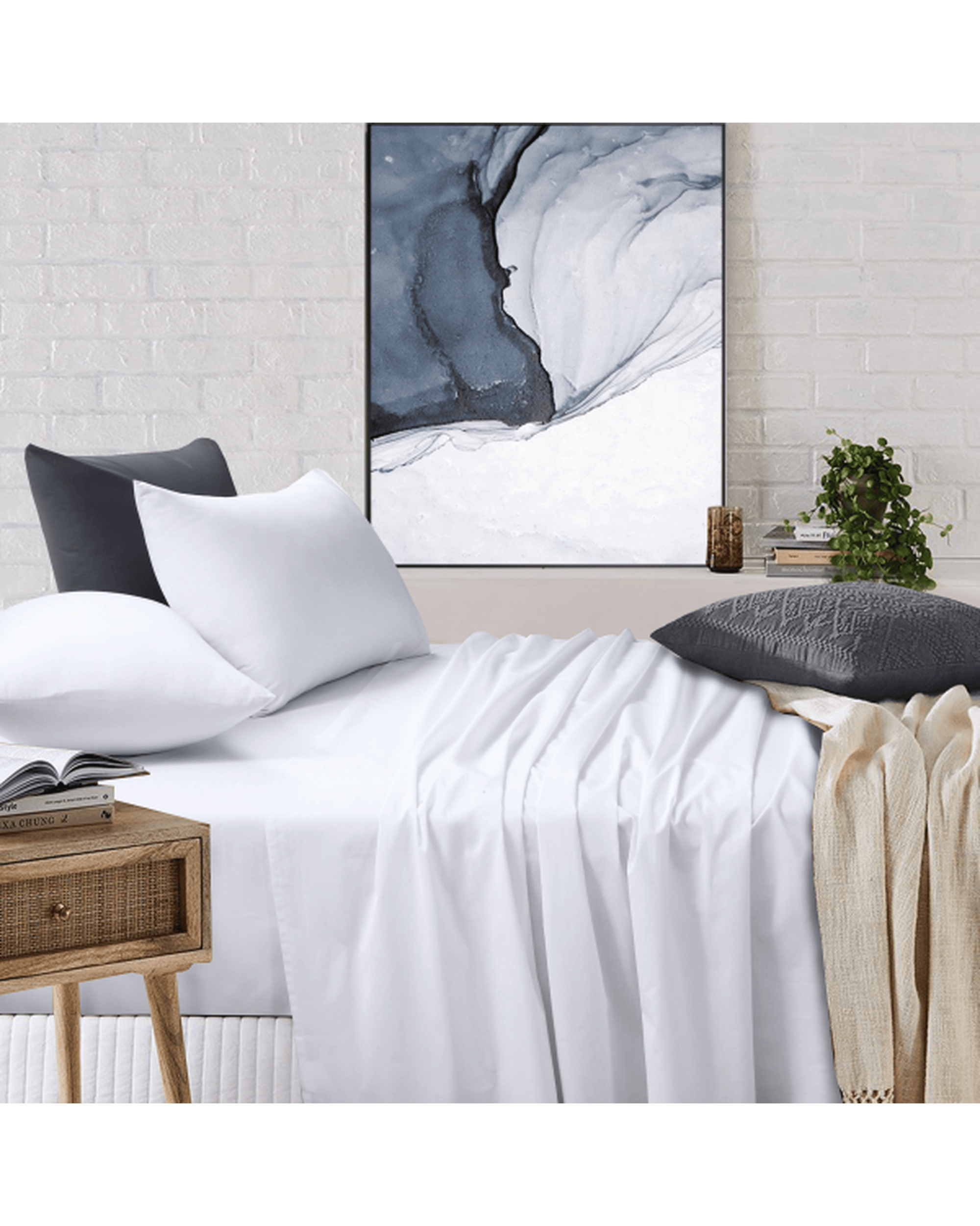 Amsons Bed Sheets Amsons White Bedsheets Set- Flat & Fitted Sheets With Pillowcases