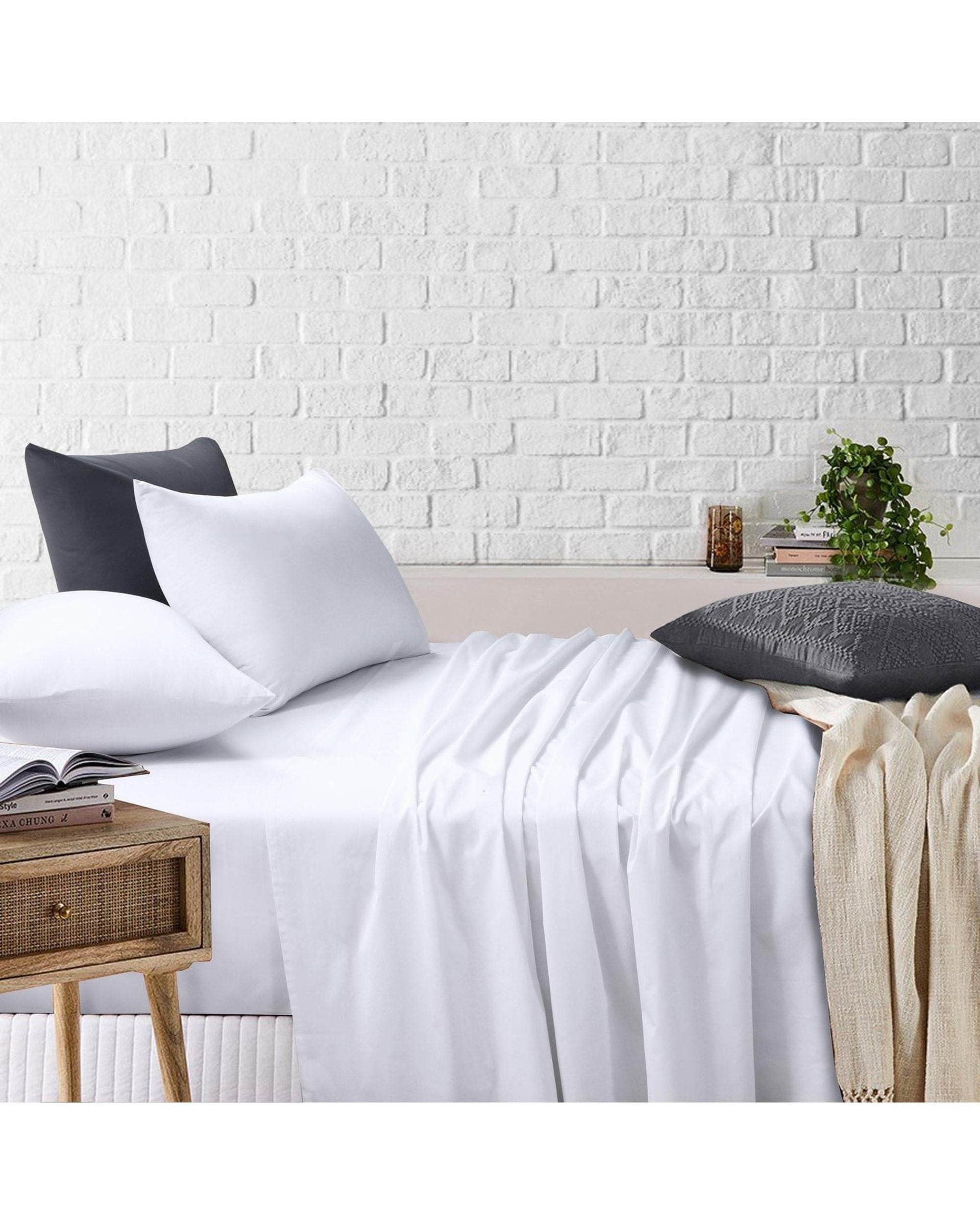 Amsons Bed Sheets Amsons White Bedsheets Set- Flat & Fitted Sheets With Pillowcases