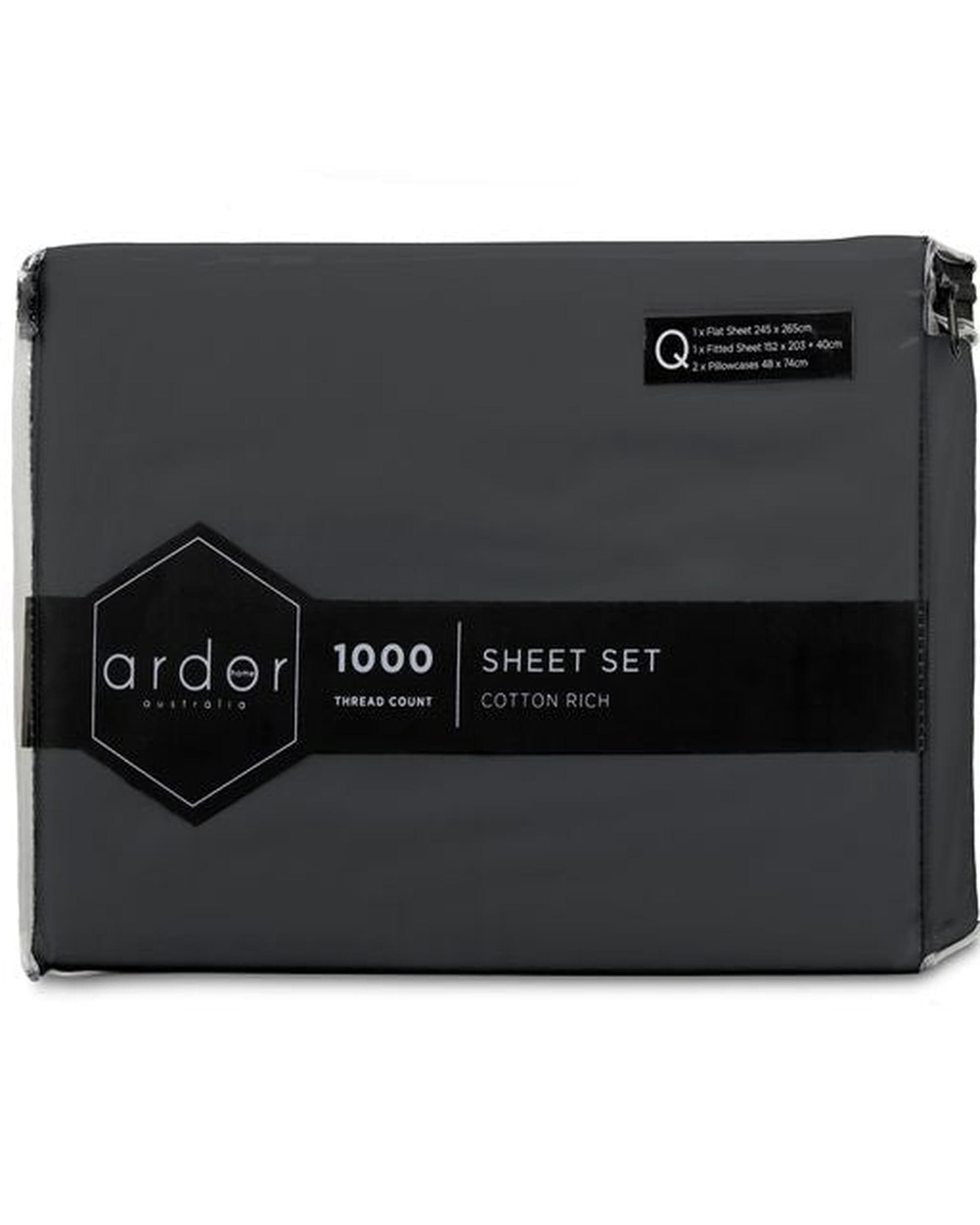 Ardor Bedding Bed Sheets Ardor 1000TC Cotton Rich Sheet Set - 6 Colours