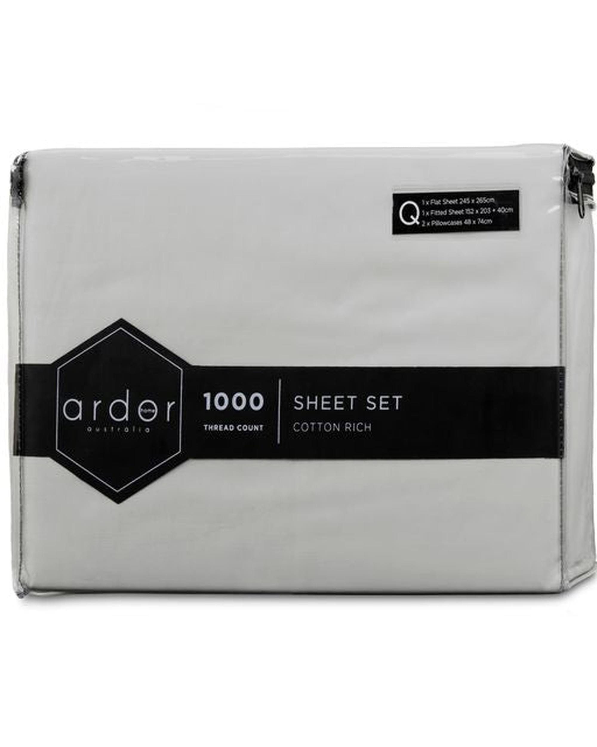 Ardor Bedding Bed Sheets Ardor 1000TC Cotton Rich Sheet Set - 6 Colours