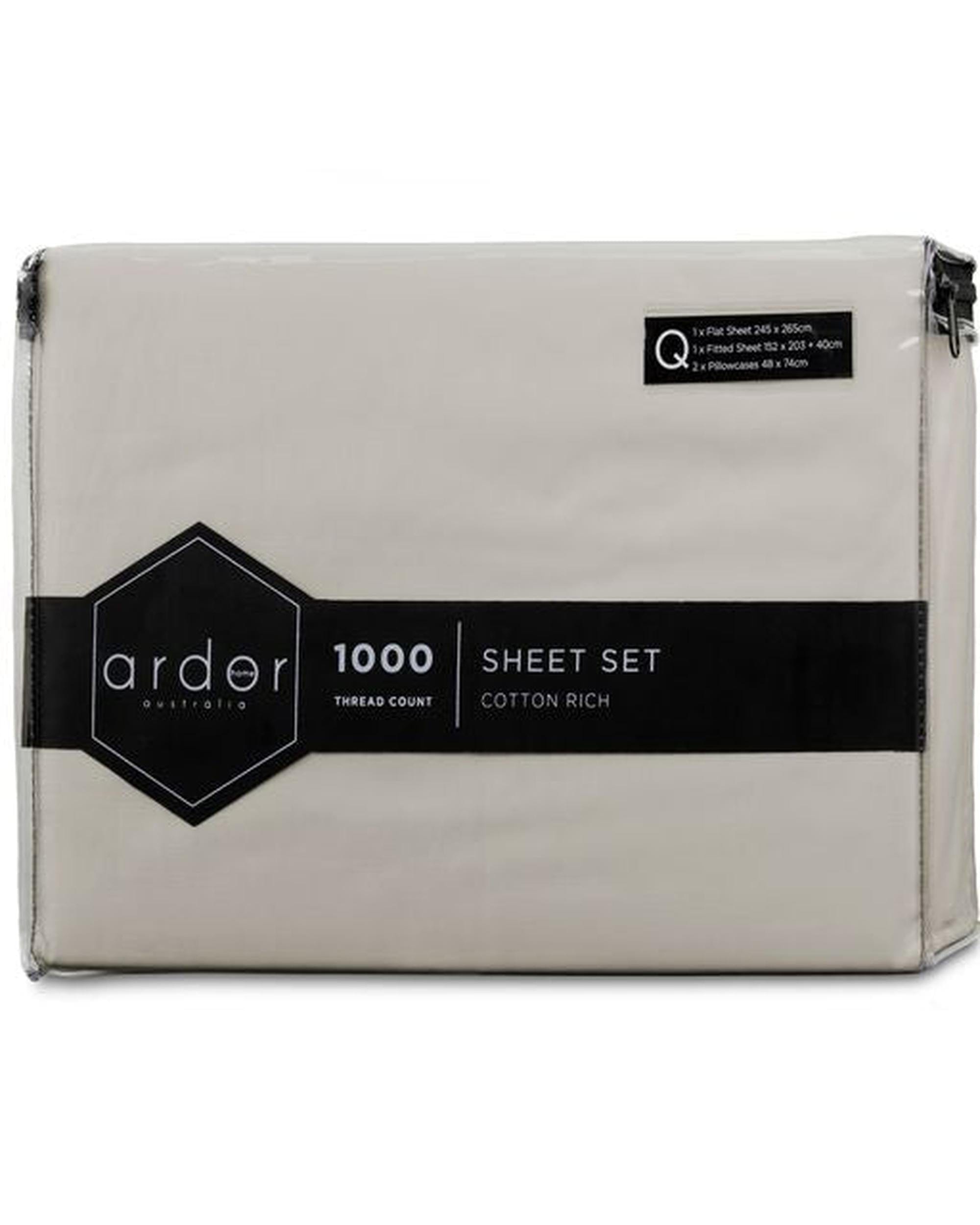 Ardor Bedding Bed Sheets Ardor 1000TC Cotton Rich Sheet Set - 6 Colours