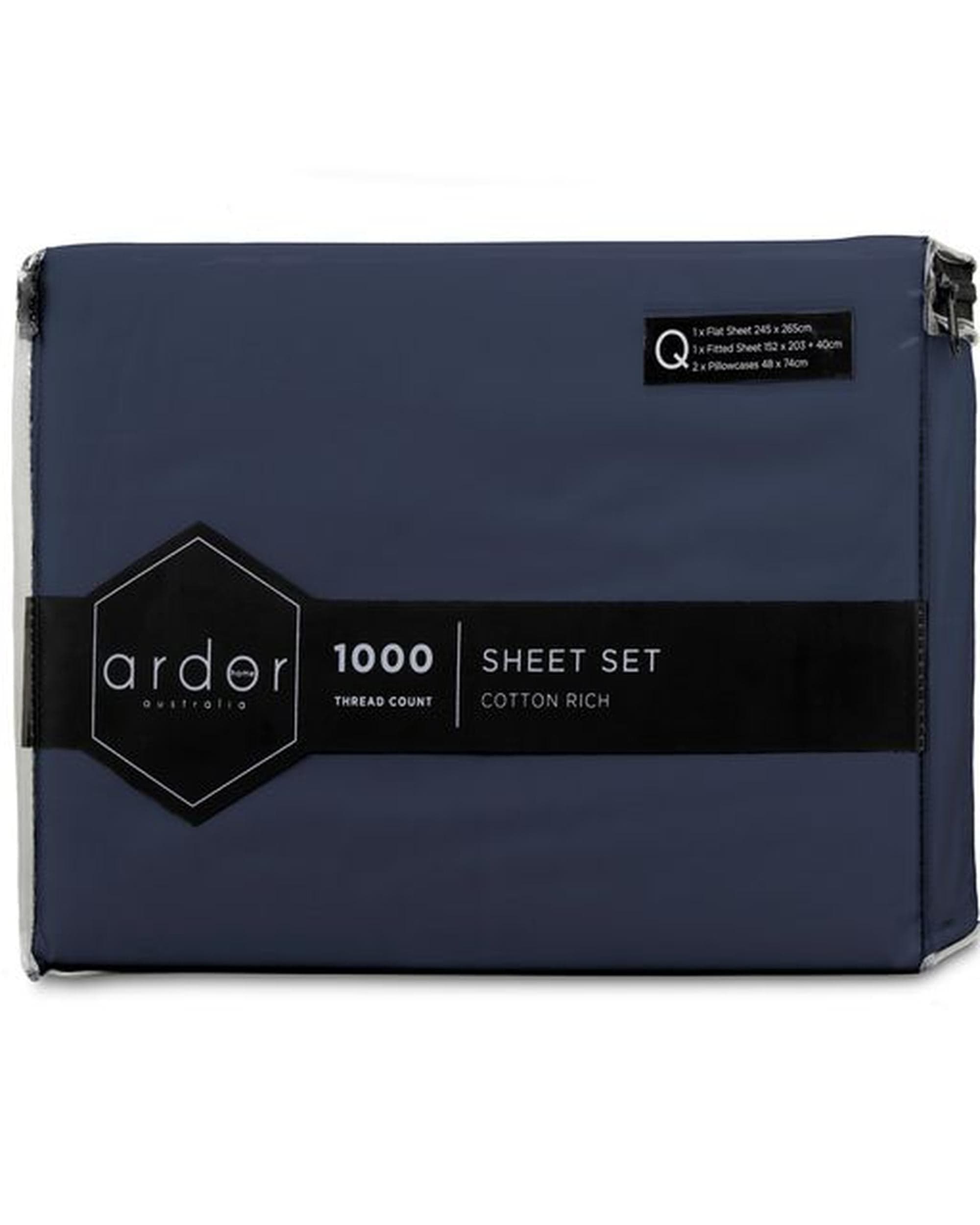 Ardor Bedding Bed Sheets Ardor 1000TC Cotton Rich Sheet Set - 6 Colours