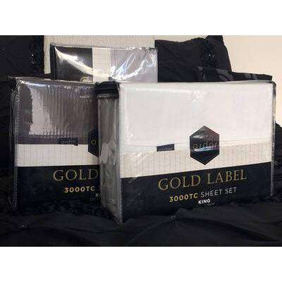 Ardor Bedding Bed Sheets Ardor 2500TC Cotton Rich Sheet Set - White, Grey & Navy