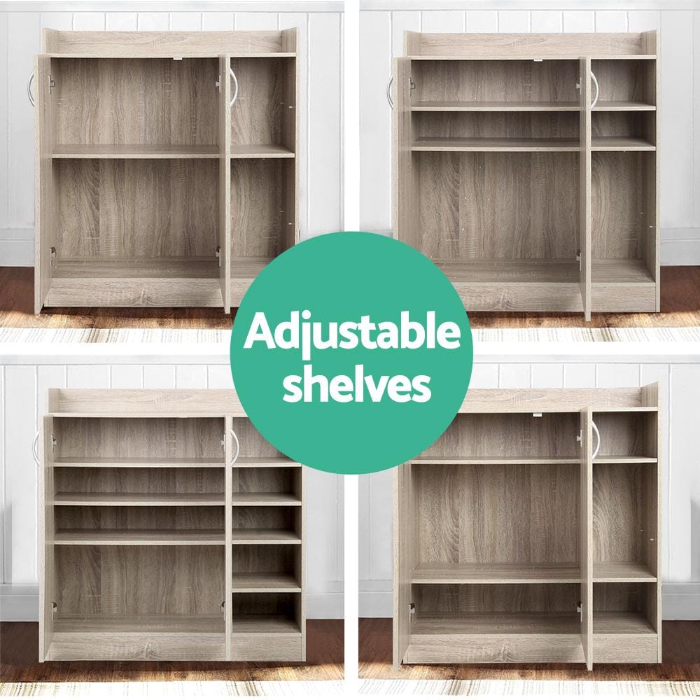 Artiss Shoe Rack 2 Doors Shoe Cabinet Storage Cupboard - Wood