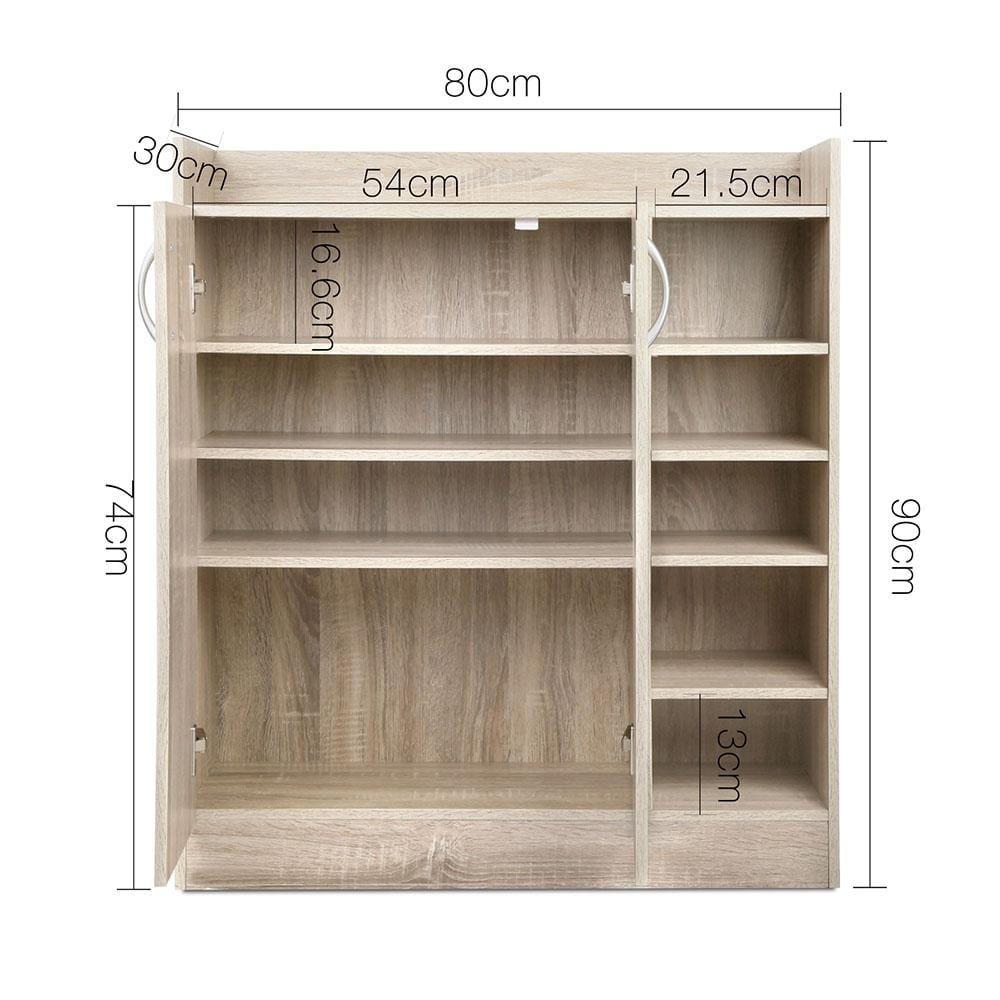Artiss Shoe Rack 2 Doors Shoe Cabinet Storage Cupboard - Wood