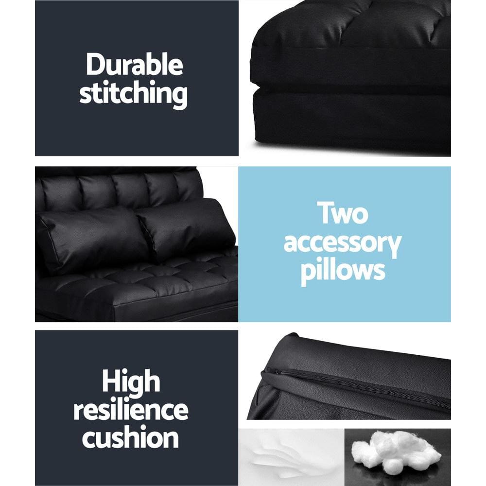 Artiss Sofa 2-seater Adjustable Lounge Sofa - Black