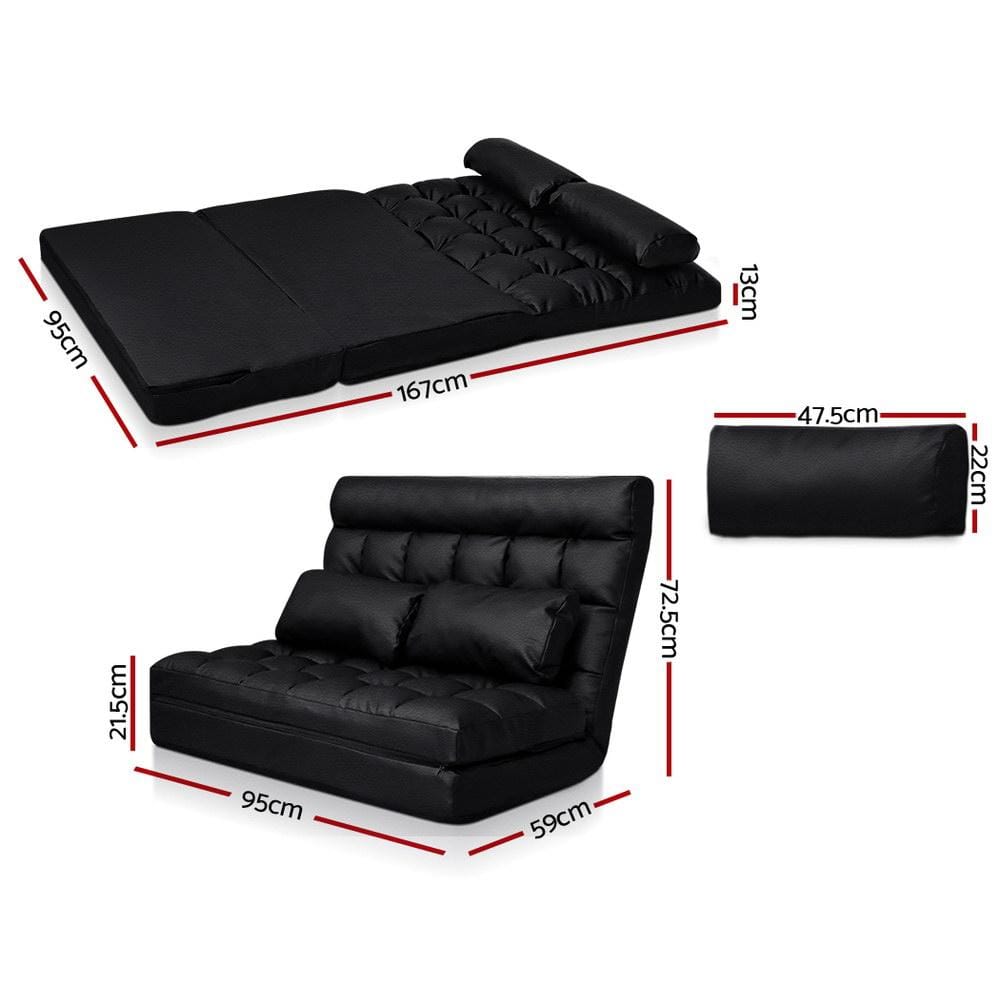 Artiss Sofa 2-seater Adjustable Lounge Sofa - Black