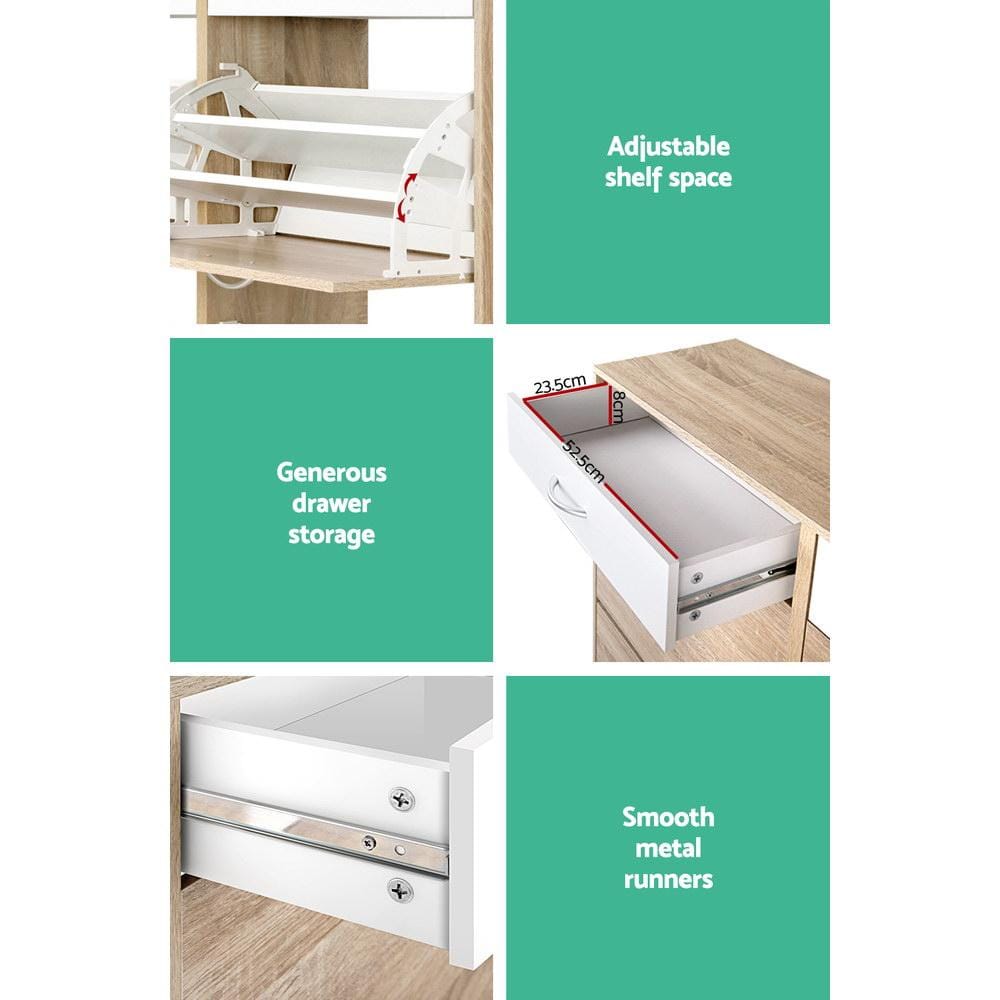 Artiss Shoe Rack 2 Tier Shoe Cabinet - Wood