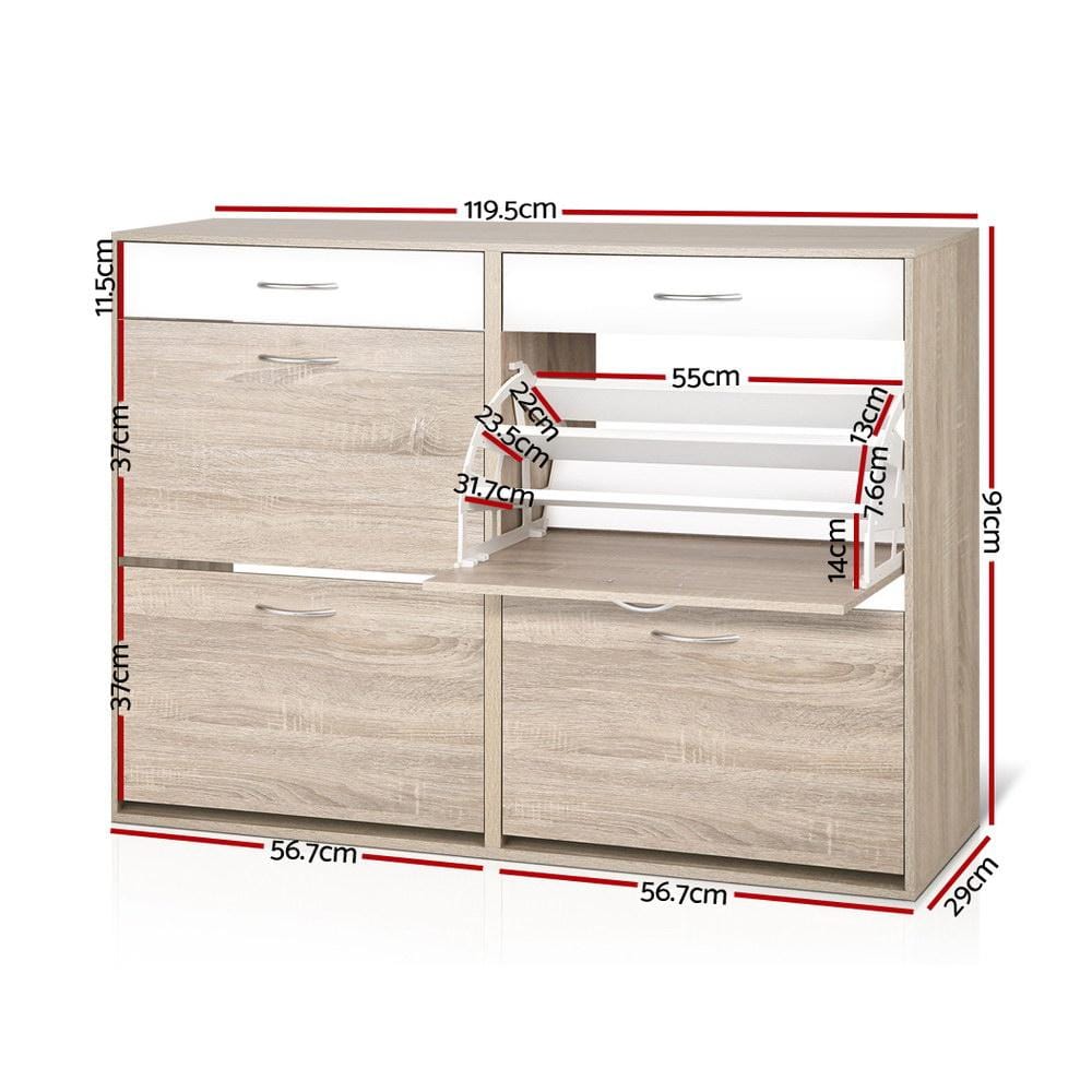 Artiss Shoe Rack 2 Tier Shoe Cabinet - Wood