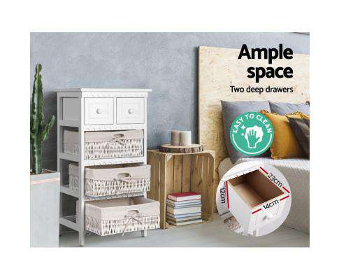 Artiss Chest of Drawers 3 Basket Storage Drawers - White