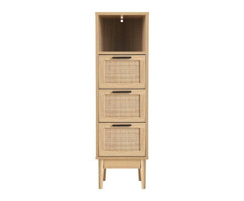 Artiss Chest of Drawers 3 Chest of Drawers Rattan Furniture Cabinet Storage Side End Table Shelf