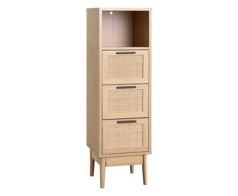 Artiss Chest of Drawers 3 Chest of Drawers Rattan Furniture Cabinet Storage Side End Table Shelf