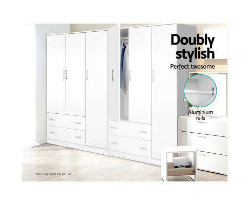 Artiss Chest of Drawers 3 Doors Wardrobe Bedroom Closet Storage Cabinet Organiser Armoire 170cm
