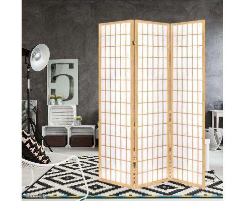 Artiss Room Divider 3 Panel Wooden Room Divider - Natural