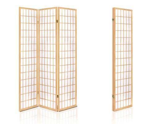 Artiss Room Divider 3 Panel Wooden Room Divider - Natural