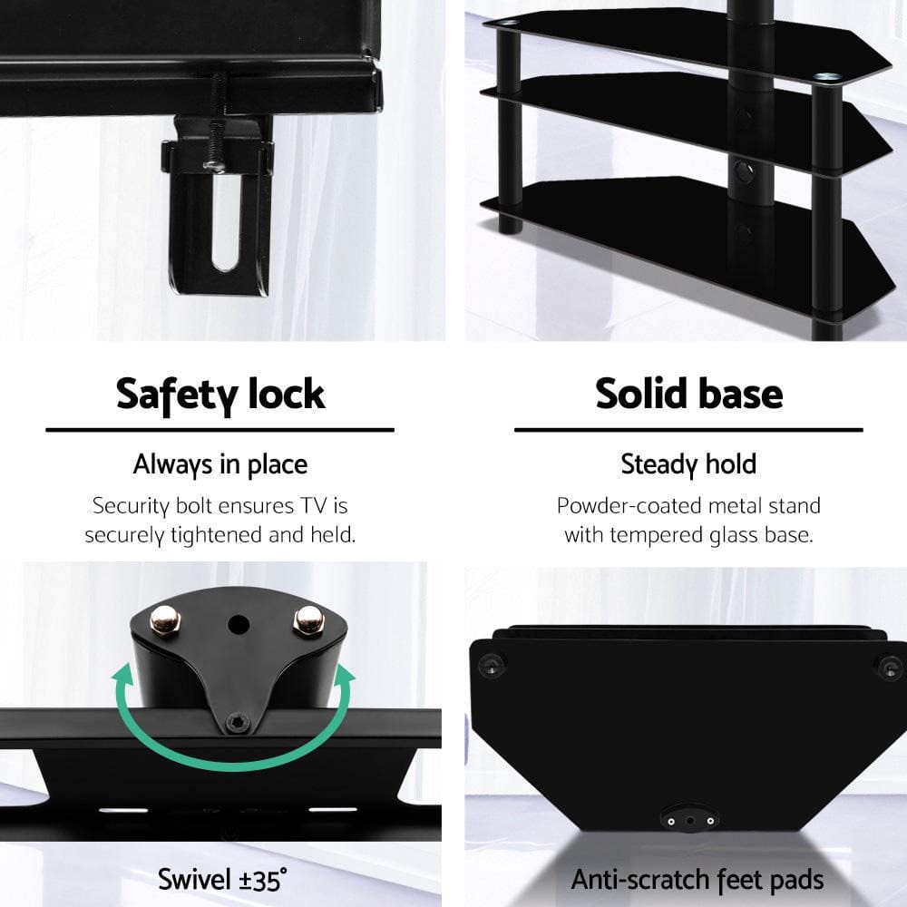 Artiss TV Accessories 3 Tier Floor TV Stand with Bracket Shelf Mount