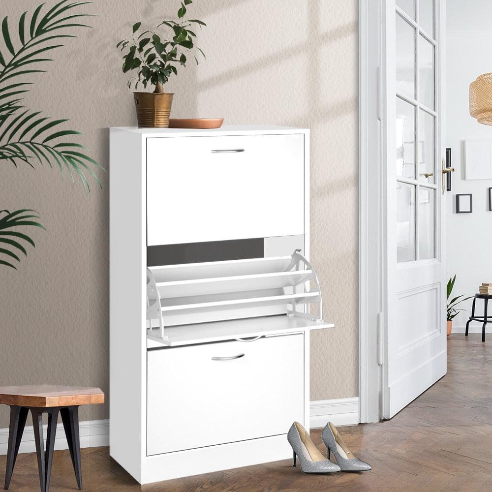 Artiss Shoe Rack 3 Tier Shoe Cabinet - White