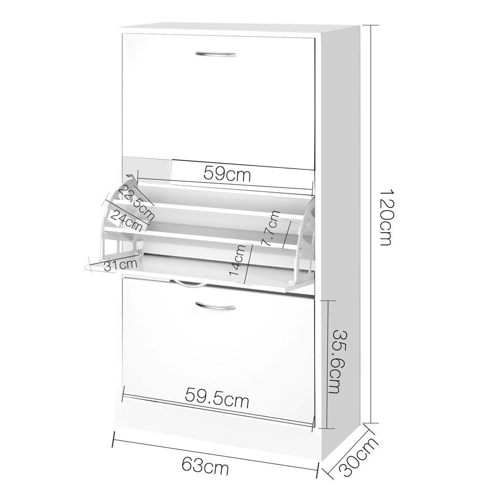 Artiss Shoe Rack 3 Tier Shoe Cabinet - White
