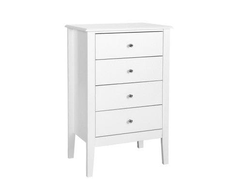 Artiss Chest of Drawers 4 Chest of Drawers Tallboy Storage Cabinet Bedside Table Dresser White
