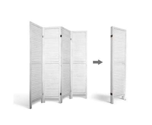 Artiss Room Divider 4 Panel Foldable Wooden Room Divider - White