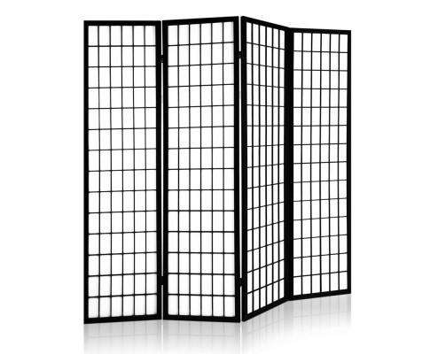 Artiss Room Divider 4 Panel Wooden Room Divider - Black