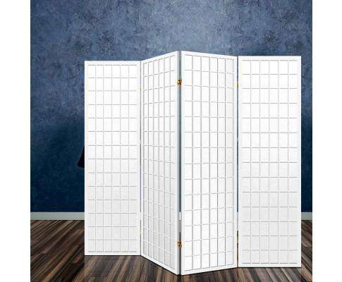 Artiss Room Divider 4 Panel Wooden Room Divider - White