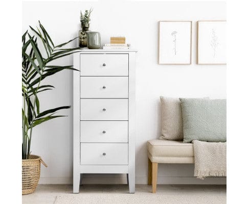 Artiss Chest of Drawers 5 Tallboy Chest of Drawers Storage Cabinet Bedside Table Dresser White
