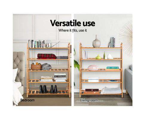 Artiss Shoe Rack 5-Tier Bamboo Shoe Rack Organiser Storage Shelf Stand Shelves