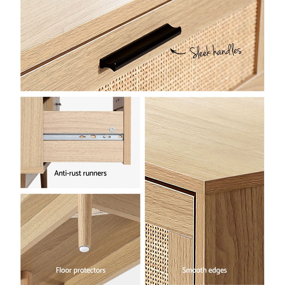 Artiss Chest of Drawers 6 Chest of Drawers Rattan Tallboy Cabinet Bedroom Clothes Storage Wood