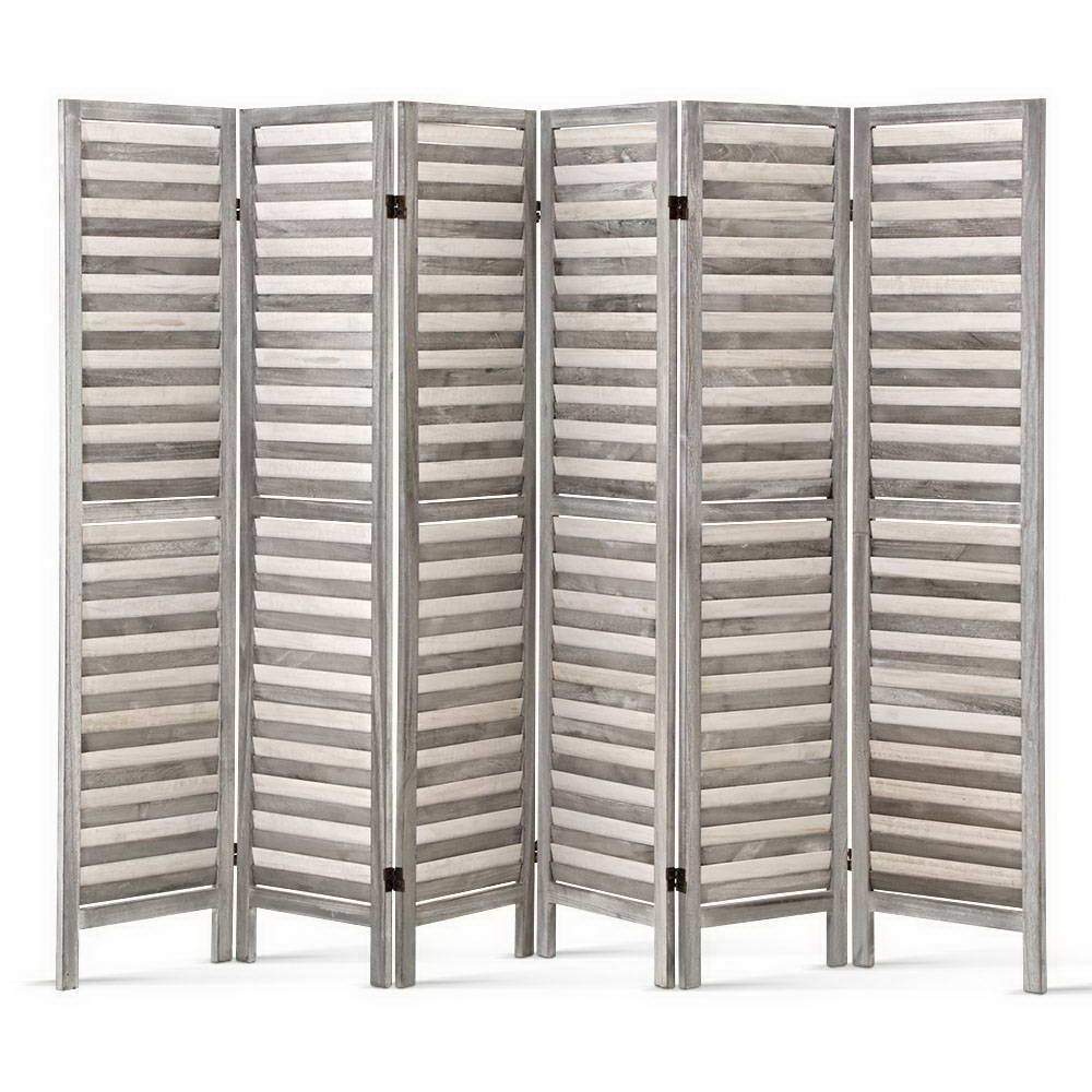 Artiss Room Divider 6 Panel Room Divider Privacy Screen Foldable Wood Stand Grey