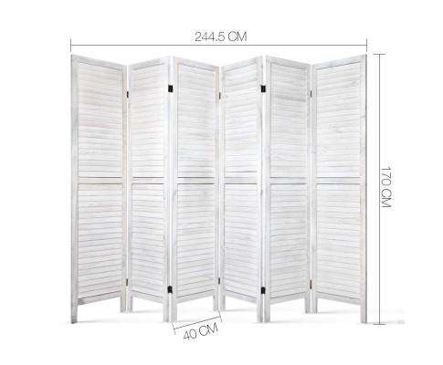 Artiss Room Divider 6 Panel Room Divider Privacy Screen Foldable Wood Stand - White