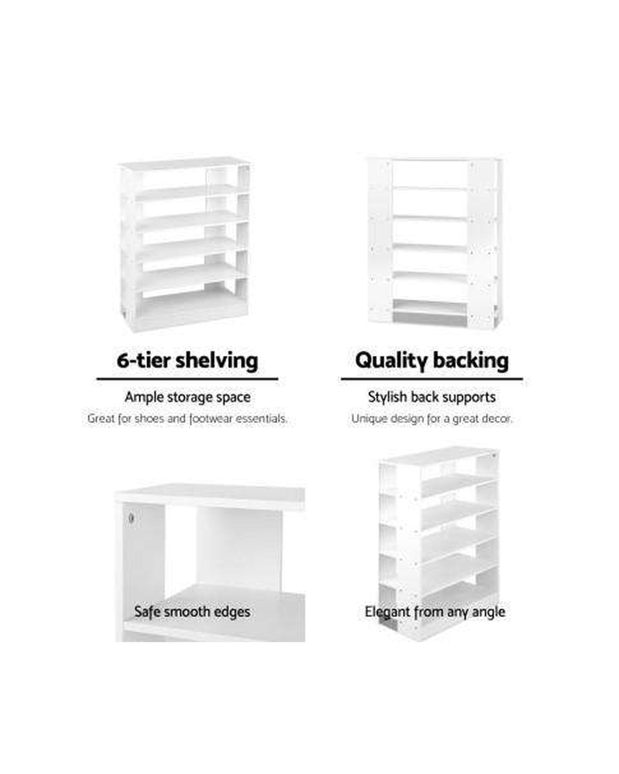 Artiss Shoe Rack 6-Tier Shoe Rack Cabinet - White