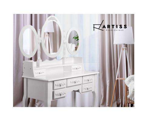 Artiss Dressing Table 7 Drawer Dressing Table with Mirror - White