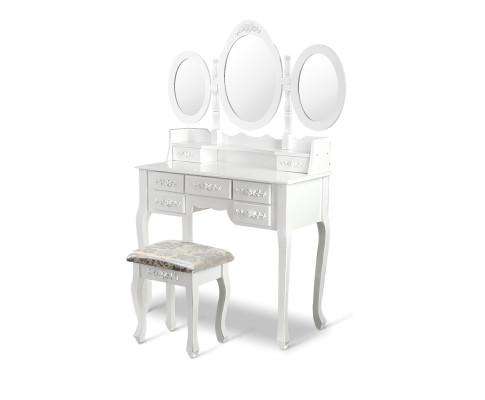 Artiss Dressing Table 7 Drawer Dressing Table with Mirror - White