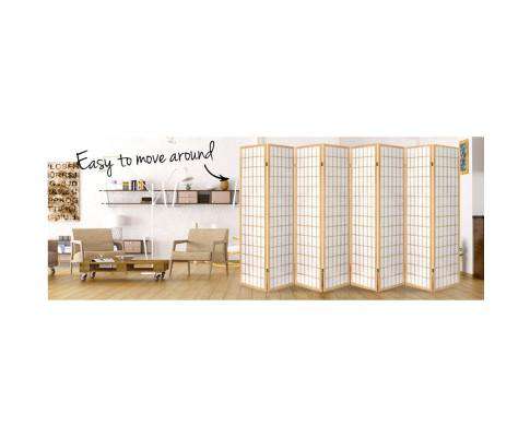 Artiss Room Divider 8 Panel Room Divider Privacy Screen Dividers Stand Oriental Vintage - Natural