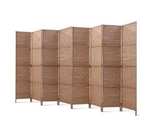 Artiss Room Divider 8 Panel Room Divider Screen Privacy Rattan Timber Foldable Dividers Stand Hand Woven