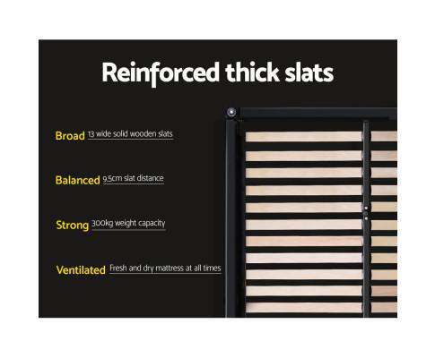 Artiss Bedframe ALEX LED Bed Frame Base Mattress Platform Black Leather
