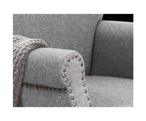 Artiss Accent Chair Armchair Accent Chair Retro Armchairs Lounge Accent Chair Single Sofa Linen Fabric Seat Grey