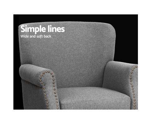Artiss Accent Chair Armchair Accent Chair Retro Armchairs Lounge Accent Chair Single Sofa Linen Fabric Seat Grey