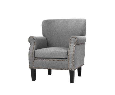 Artiss Accent Chair Armchair Accent Chair Retro Armchairs Lounge Accent Chair Single Sofa Linen Fabric Seat Grey