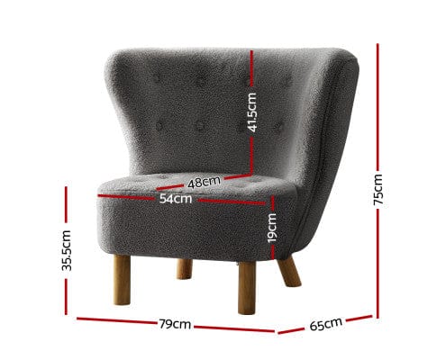 Artiss Accent Chair Armchair Lounge Accent Chair Armchairs Couch Chairs Sofa Bedroom Charcoal