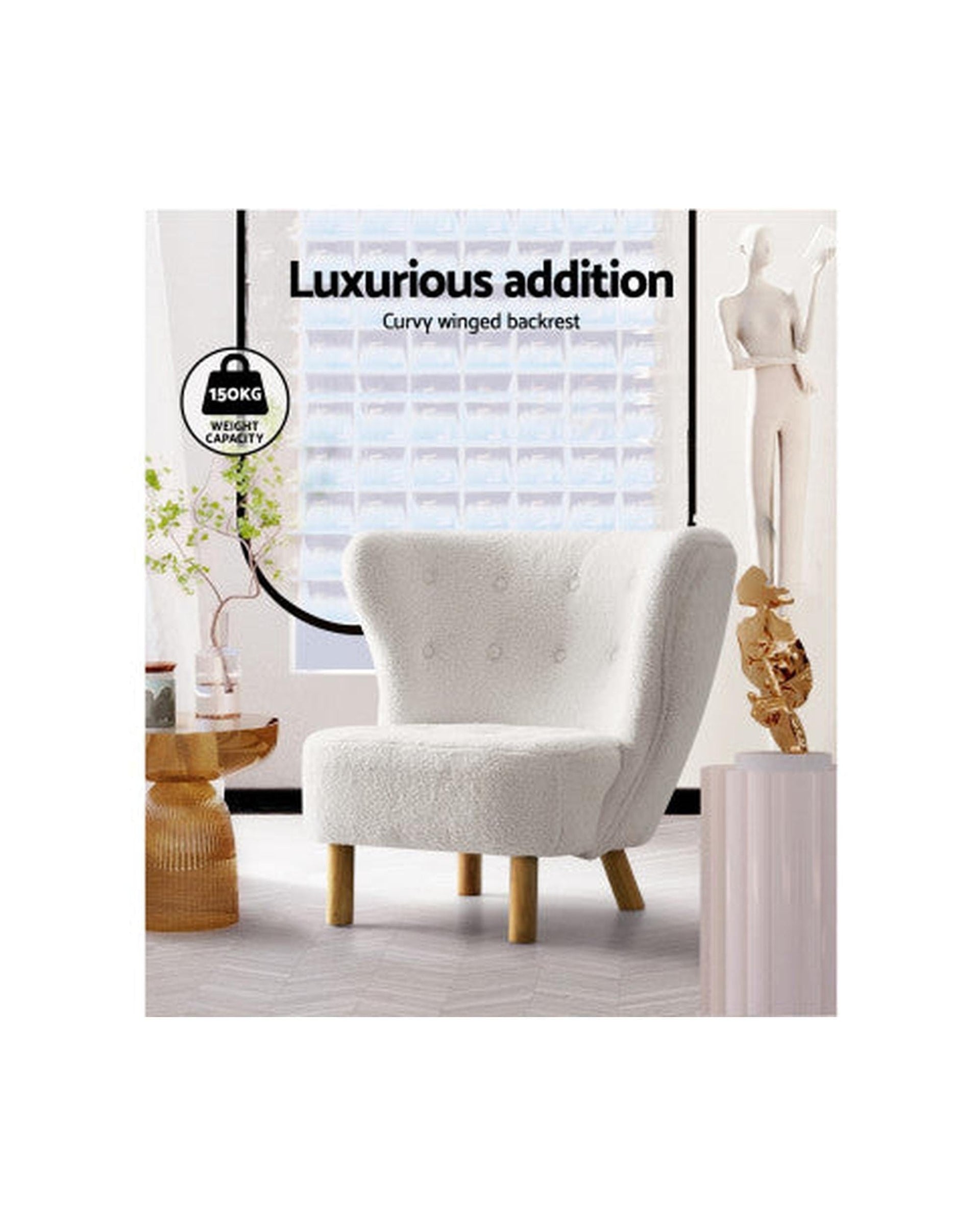 Artiss Accent Chair Armchair Lounge Accent Chair Armchairs Couch Chairs Sofa Bedroom White