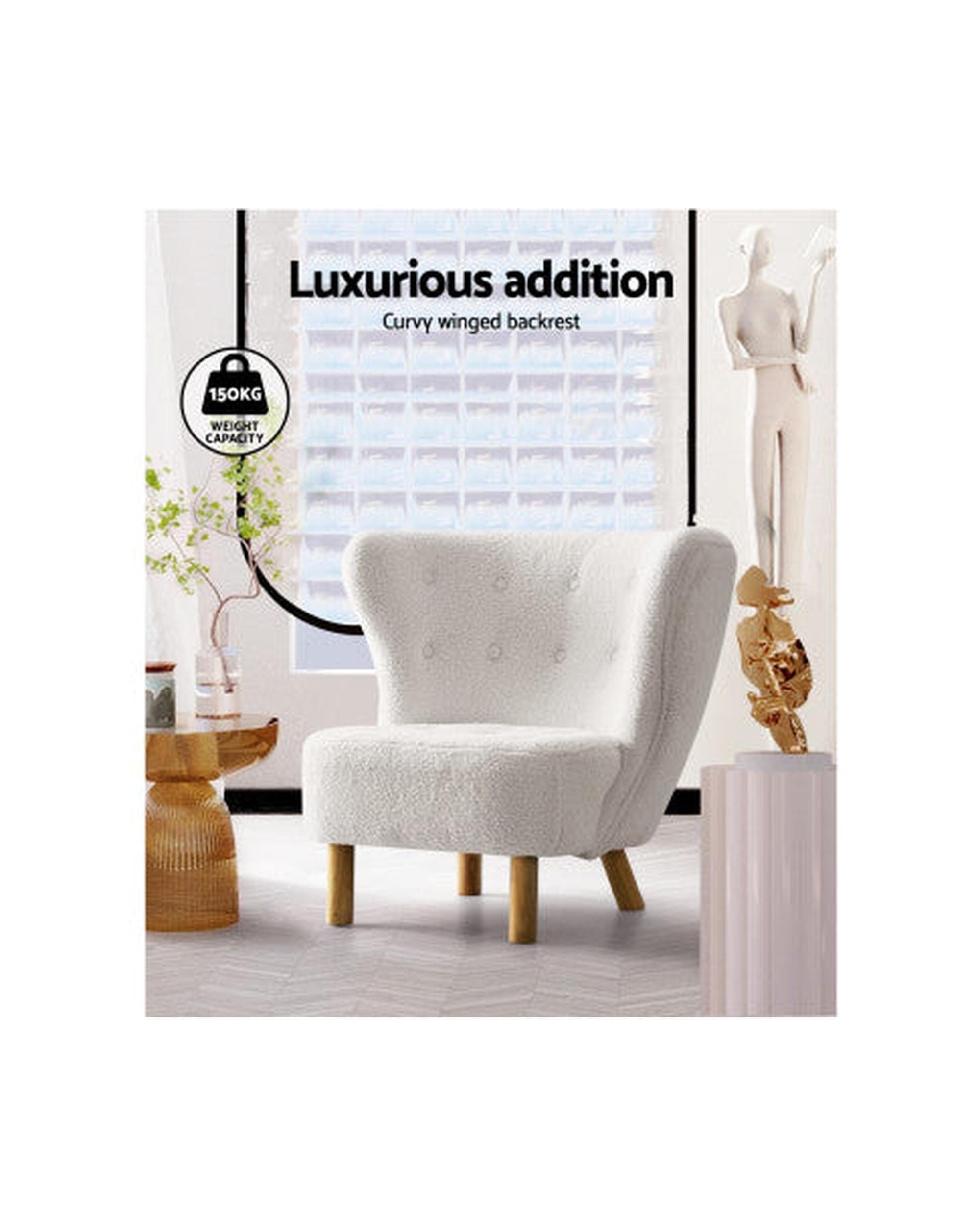 Artiss Accent Chair Armchair Lounge Accent Chair Armchairs Couch Chairs Sofa Bedroom White